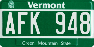 VT license plate AFK948