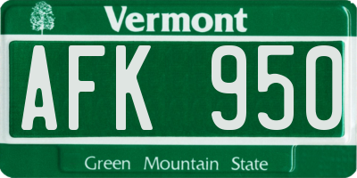VT license plate AFK950