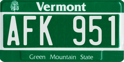 VT license plate AFK951