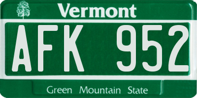 VT license plate AFK952