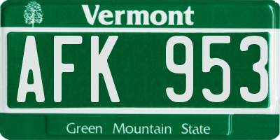 VT license plate AFK953