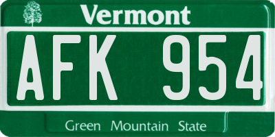 VT license plate AFK954
