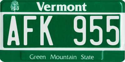 VT license plate AFK955