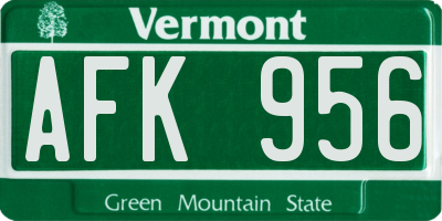 VT license plate AFK956