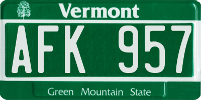 VT license plate AFK957
