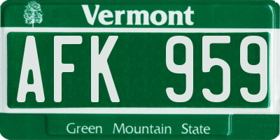VT license plate AFK959
