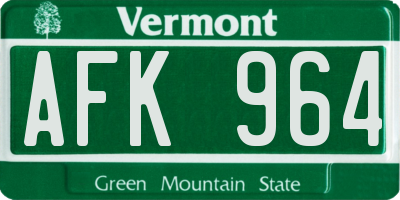 VT license plate AFK964