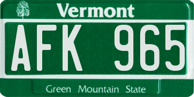 VT license plate AFK965