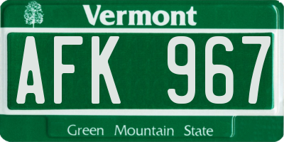 VT license plate AFK967