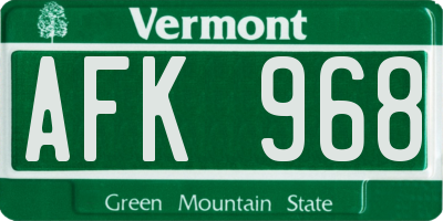 VT license plate AFK968