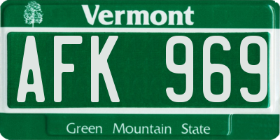 VT license plate AFK969