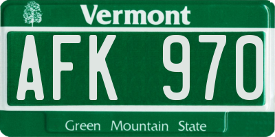 VT license plate AFK970