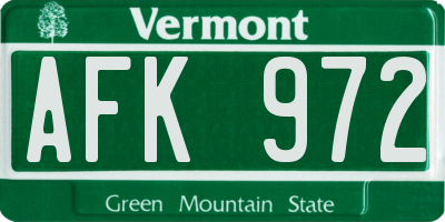 VT license plate AFK972