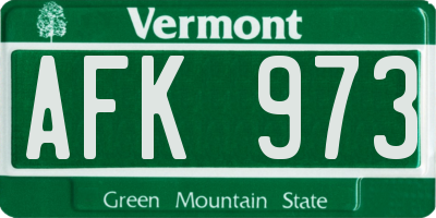VT license plate AFK973
