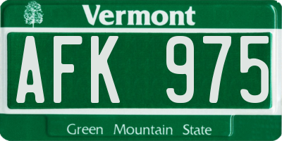 VT license plate AFK975