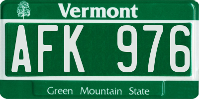 VT license plate AFK976