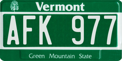 VT license plate AFK977