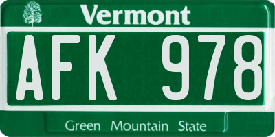 VT license plate AFK978
