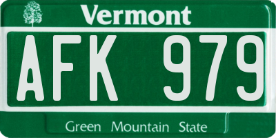 VT license plate AFK979