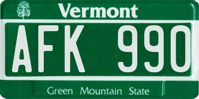 VT license plate AFK990
