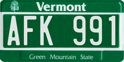 VT license plate AFK991