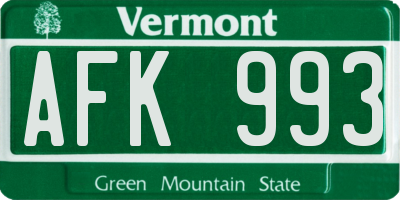 VT license plate AFK993