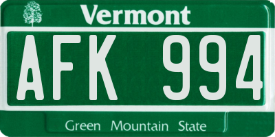 VT license plate AFK994