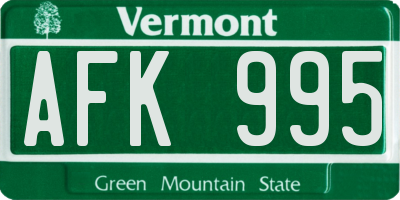 VT license plate AFK995
