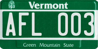 VT license plate AFL003