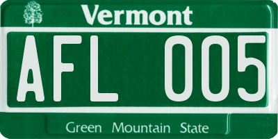 VT license plate AFL005