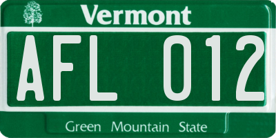 VT license plate AFL012
