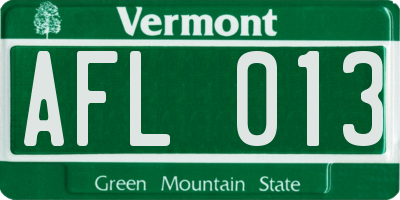 VT license plate AFL013