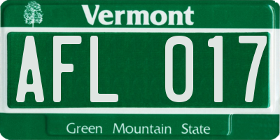 VT license plate AFL017