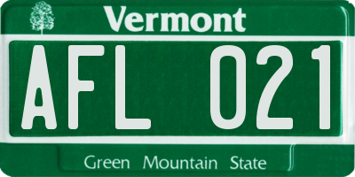VT license plate AFL021