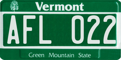 VT license plate AFL022