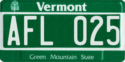 VT license plate AFL025