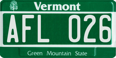 VT license plate AFL026