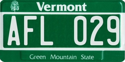 VT license plate AFL029