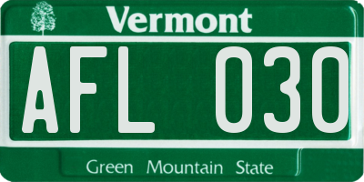 VT license plate AFL030