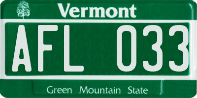 VT license plate AFL033