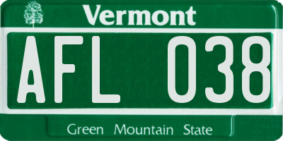 VT license plate AFL038