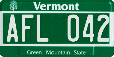 VT license plate AFL042