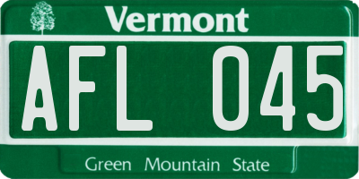 VT license plate AFL045
