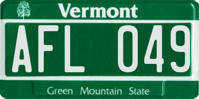 VT license plate AFL049