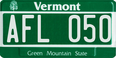 VT license plate AFL050