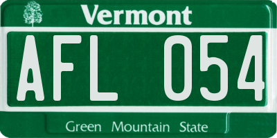 VT license plate AFL054