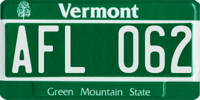 VT license plate AFL062