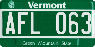 VT license plate AFL063