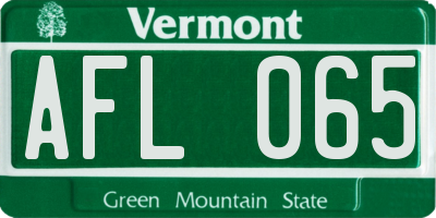 VT license plate AFL065