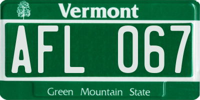 VT license plate AFL067